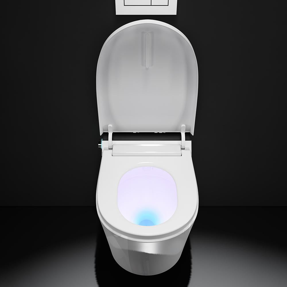 Elongated One-Piece Wall Mounted Automatic Toilet with In-Wall Tank & Carrier System