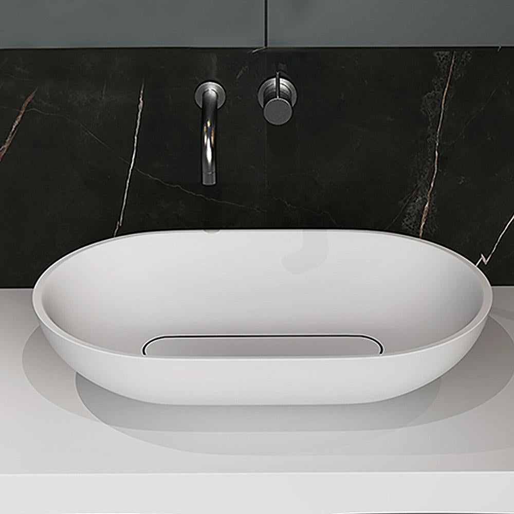Vessel Oval Bathroom Wash Sink Stone Resin
