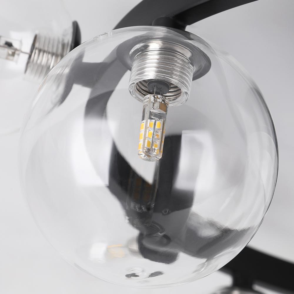 Modern 6 Light LED Black Geometric Bubble Flush Mount Ceiling Light with Glass Shade