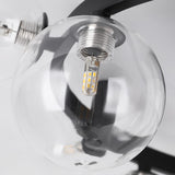 Modern 6 Light LED Black Geometric Bubble Flush Mount Ceiling Light with Glass Shade