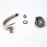 Modern Single Hole 1-Handle C-Shaped Curved Spout Bathroom Sink Faucet with Pop Up Drain in Brushed Nickel