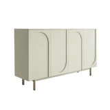 55" White Arch Sideboard Buffet with 4 Doors Carved Credenza