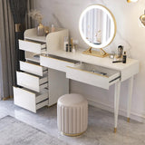 Off-white Makeup Vanity Set Dressing Table with Lighted Mirror Cabinet & Stool Included