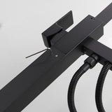 Freestanding Matte Black Bathtub Filler Faucet and Handheld Shower with High-Arc Spout