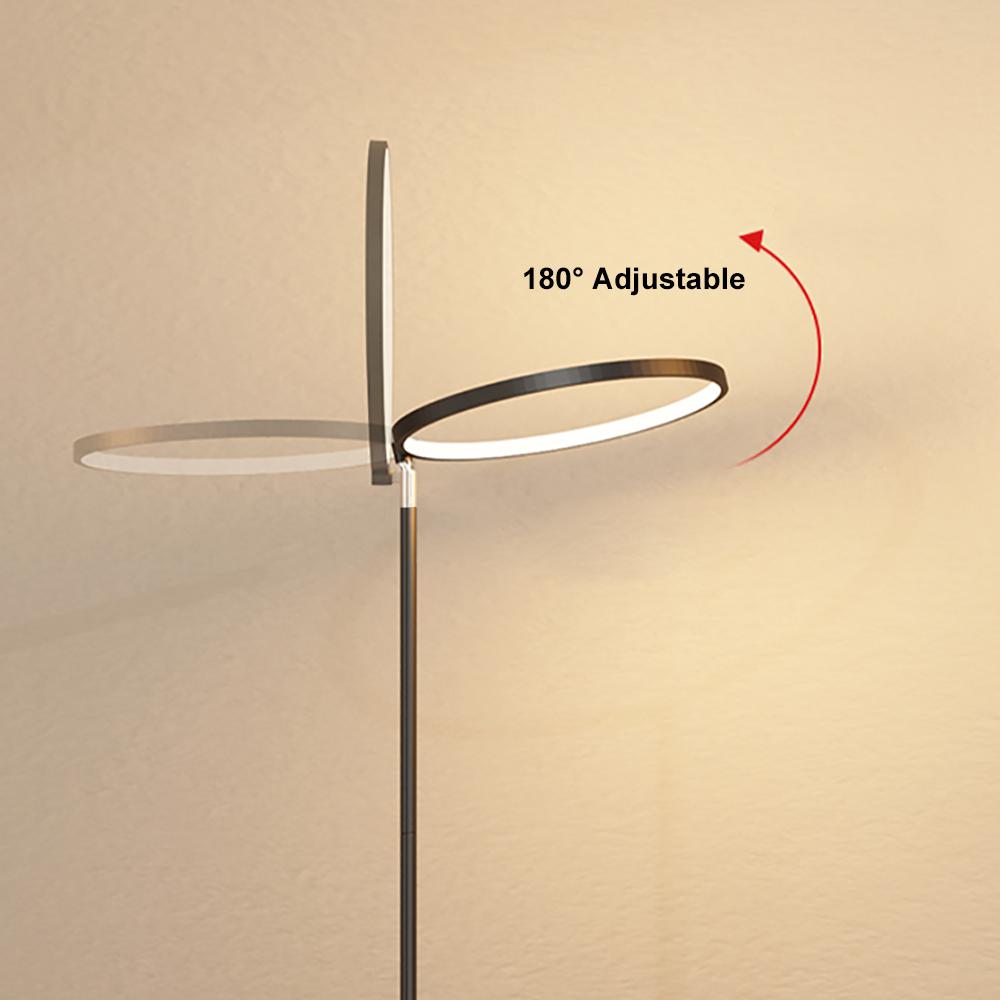 Lámpara de pie ajustable negra moderna Luz de lectura de pie LED con estante de vidrio