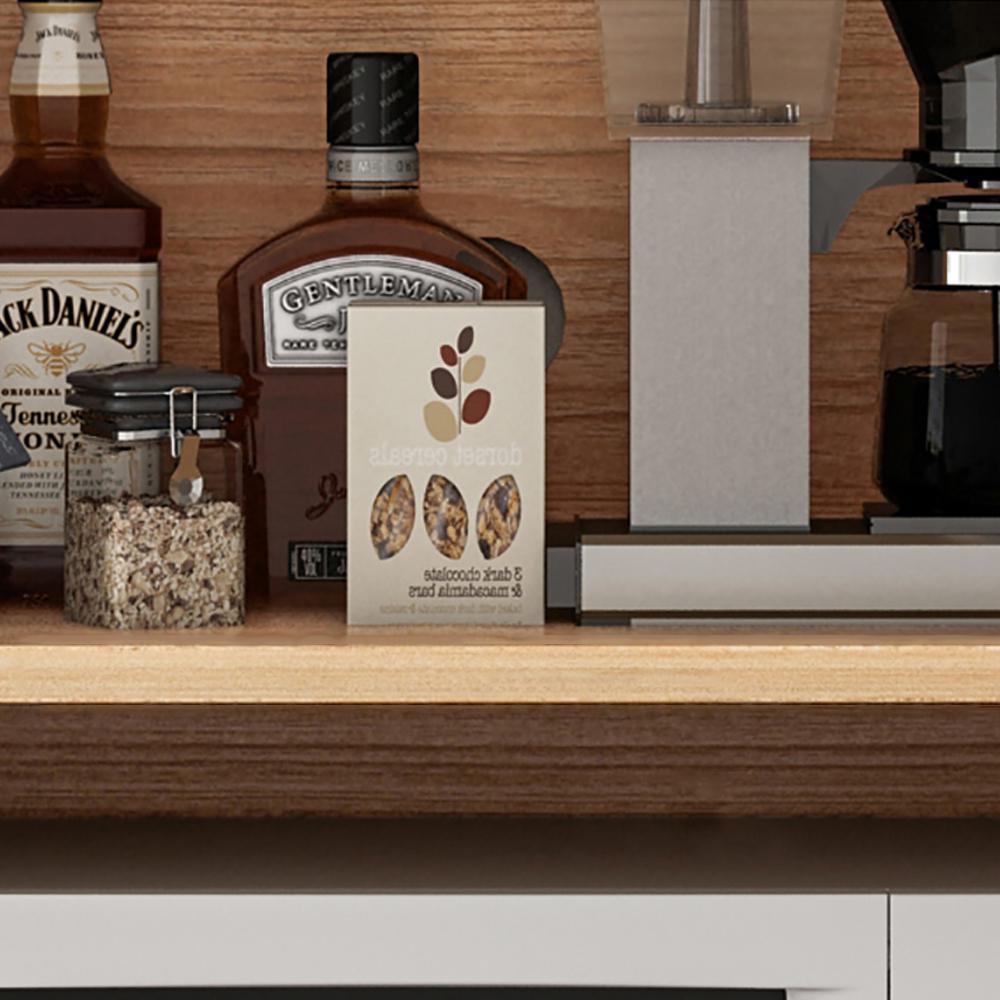 Farmhouse Sideboard Cabinet Kitchen Shelf in Natural for Microwave
