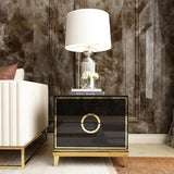 Gold Nightstand Black Bedroom Nightstand with 2 Drawers Square Bedside Table