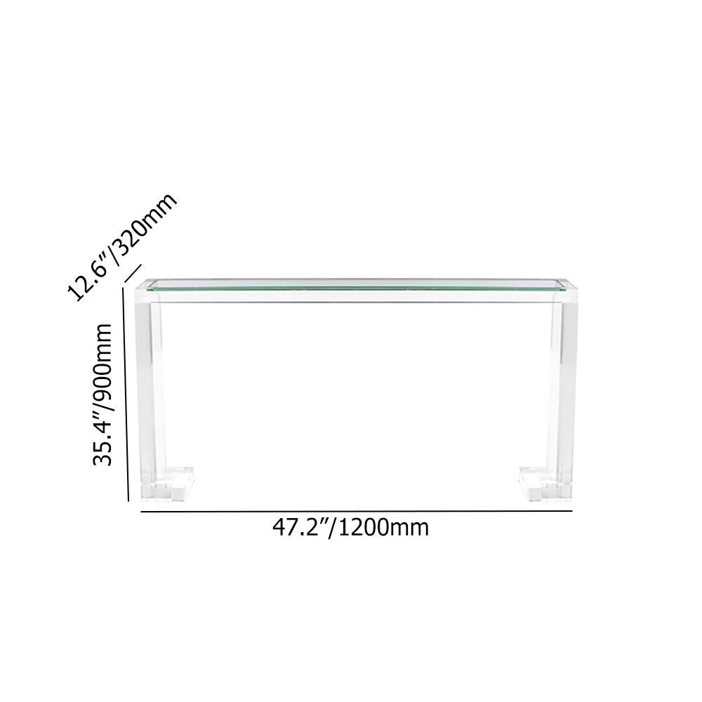 47.2_ Crystal Clear Acrylic Rectangular Console Table with Glass Top