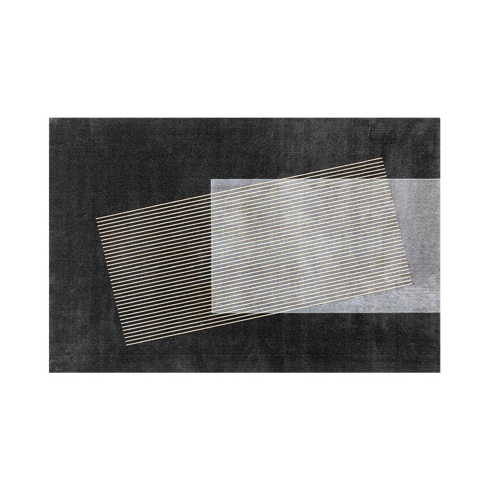 5' x 8' Designer Modern Style Rectangular Black Geometric and Physics Area Rug