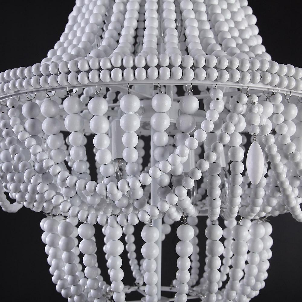 Kesarre Retro Wood Beaded Chandelier Empire Ceiling Light in Gray & Blue