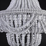 Kesarre Retro Wood Beaded Chandelier Empire Ceiling Light in Gray & Blue