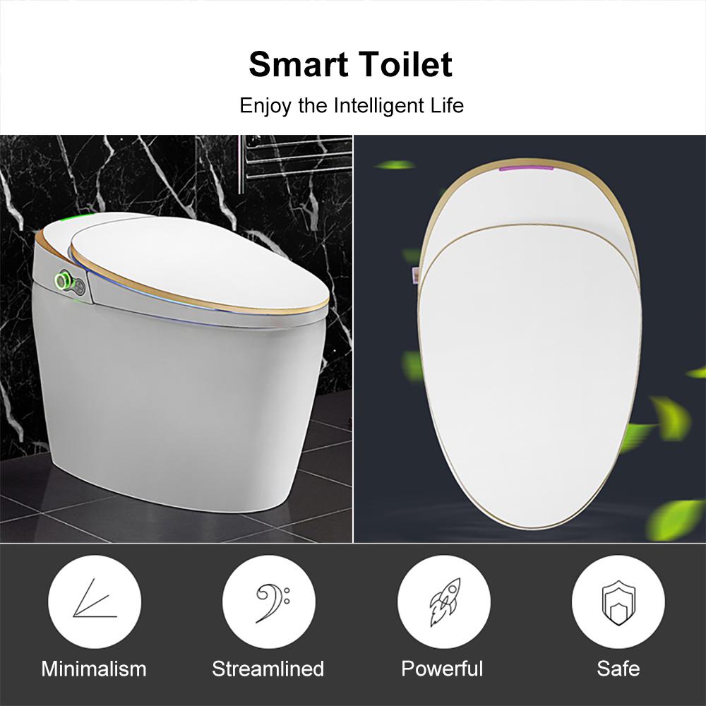 White One-Piece Elongated Automatic Smart Toilet Floor Mounted Self-Clean