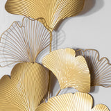 21.7" x 43.3" Metal Gold Ginko Leaf Modern Home Wall Decor