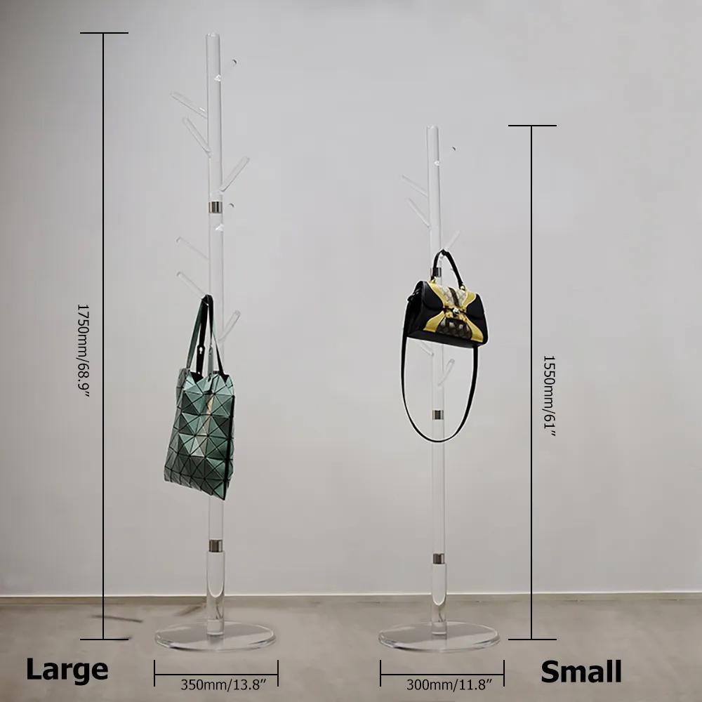 Minimalist Clear Tree Coat Rack Stand Entryway Coat Hanger Stand with 8 Hooks