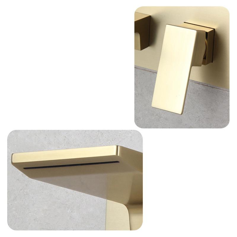 Sleek Black Wall Mounted Single Handle Waterfall Bathroom Sink Faucet