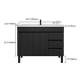 36" Modern Black Bathroom Vanity Ceramics Single Sink Freestanding with 3 Drawers