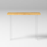 47.2" Wood Floating Bar Table Acrylic Base Bar Height Pub Table Rectangle