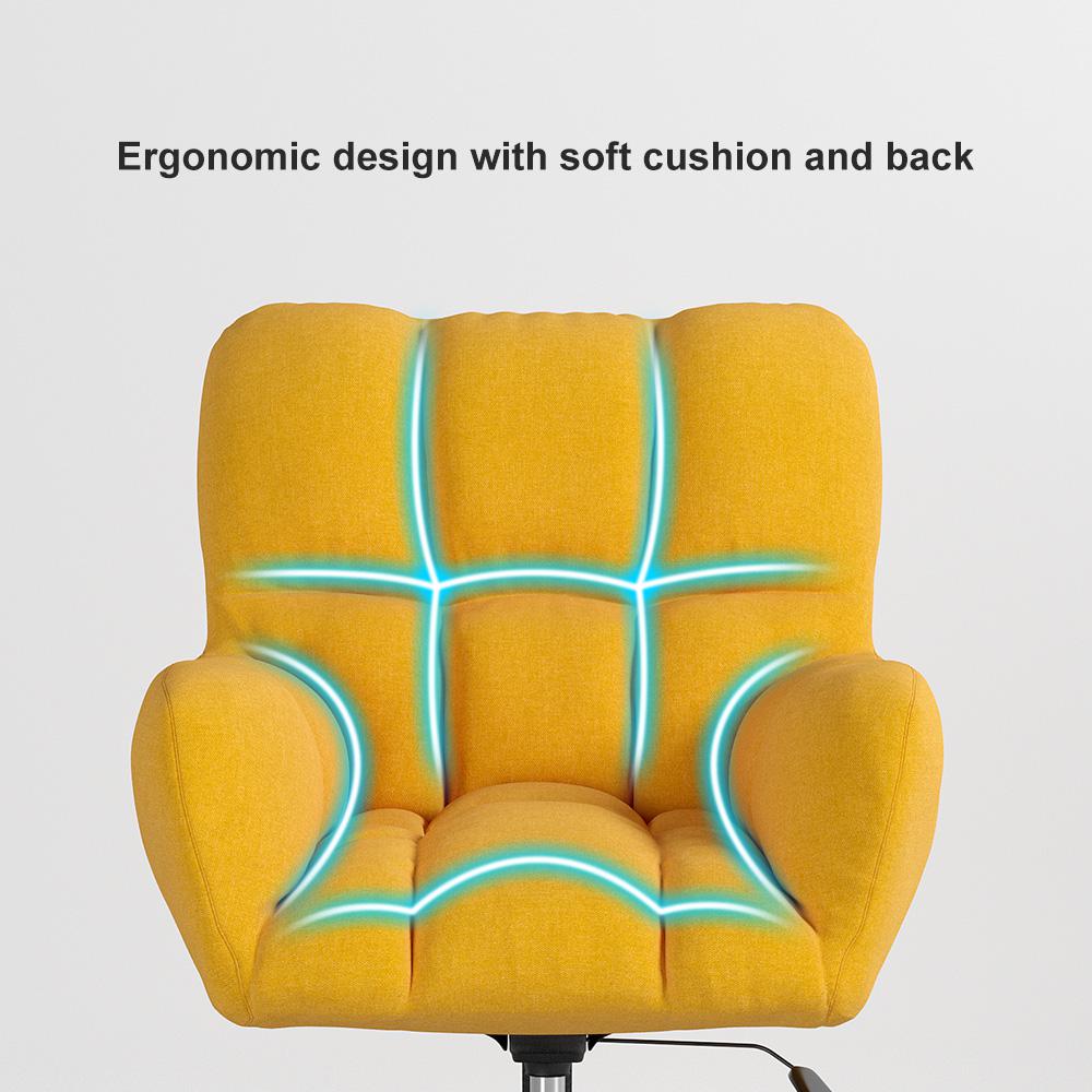 Modern Office Chair Upholstered Cotton & Linen Swivel Task Chair Height Adjustable