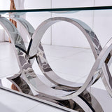 79" Contemporary Rectangle Tempered Glass Top Dining Table