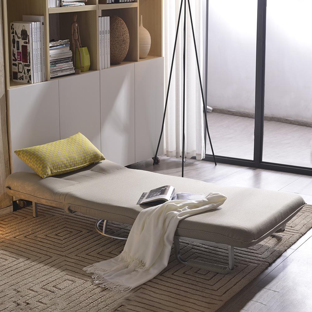 33.5" Beige Lay-down Singer Sleeper Sofa Bed Lounge Chair