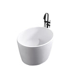 39.37" Modern Deep Oval Freestanding Matte White Stone Resin Soaking Bathtub