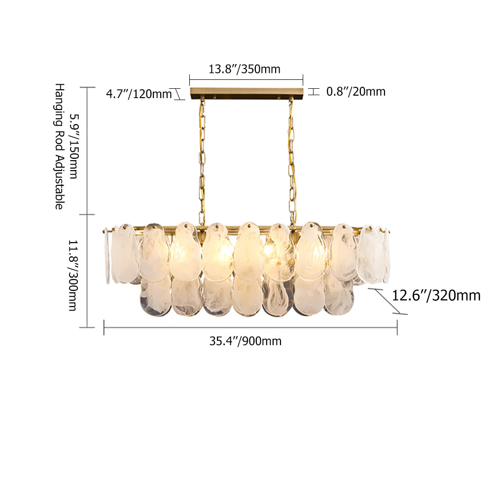 Postmodern Multi-Tier Cloud Glass Pendant Light Kitchen Island Light Adjustable Chain