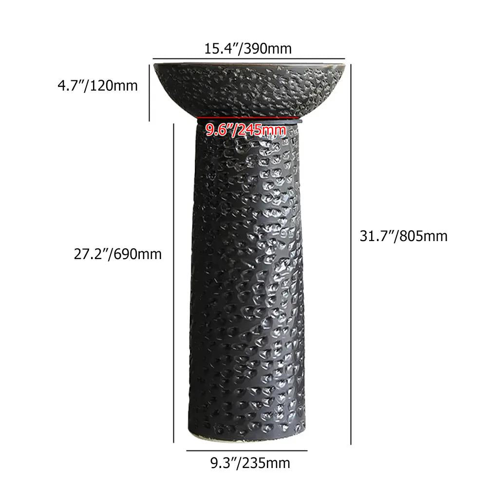 Antique Black Pedestal Sink Gaolin Wash Sink without Drain & Faucet Outdoor and Indoor