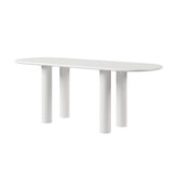 71" Oval White Dining Table 4 Pedestals 8 Seater Dining Room Table