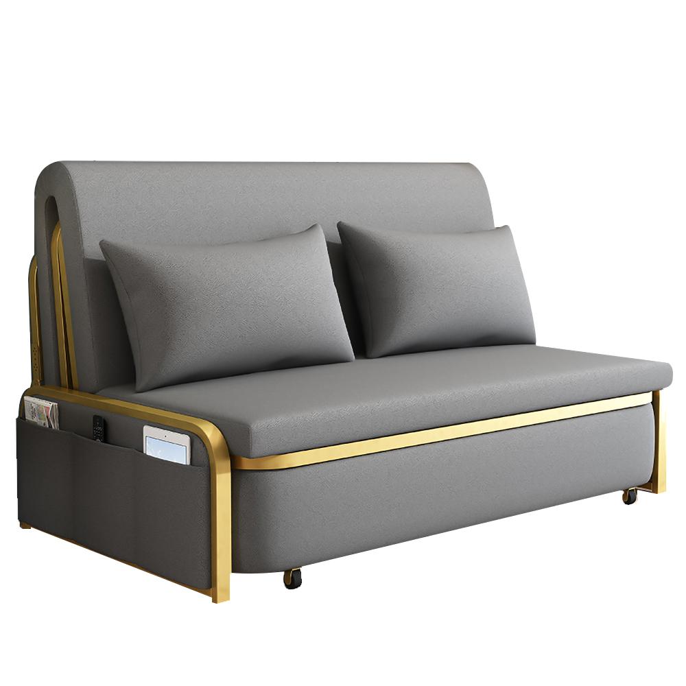 Full Sleeper Sofa Gray Upholstered Convertible Sofa Leath-Aire
