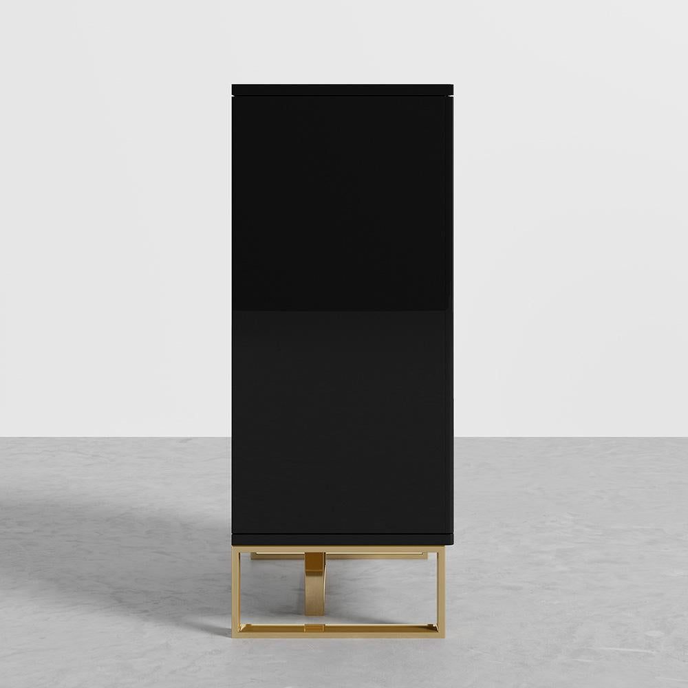 Aro Black Shoe Storage 18 Pairs Shoes Cabinet in Gold
