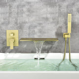Modern Waterfall Wall Mounted Single Handle Bathtub Faucet With Handshower in Black