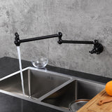 Wall Mounted Retractable Double Handle Cold Only Faucet with Double Swing Joints