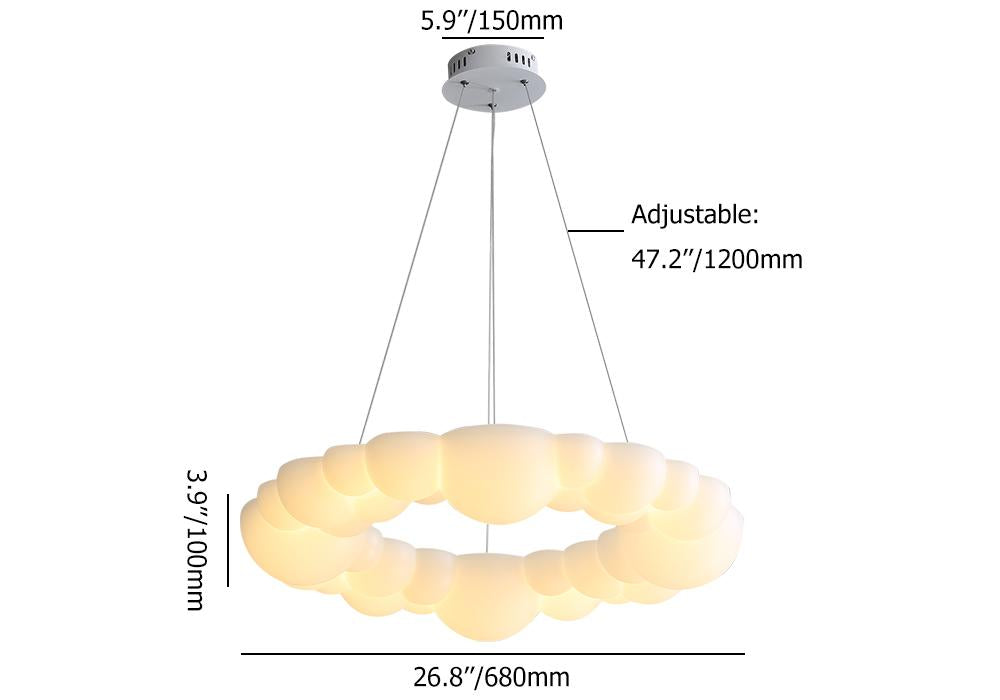 Modern White LED Chandelier Cloud Bubble Pendant Light Dimmable