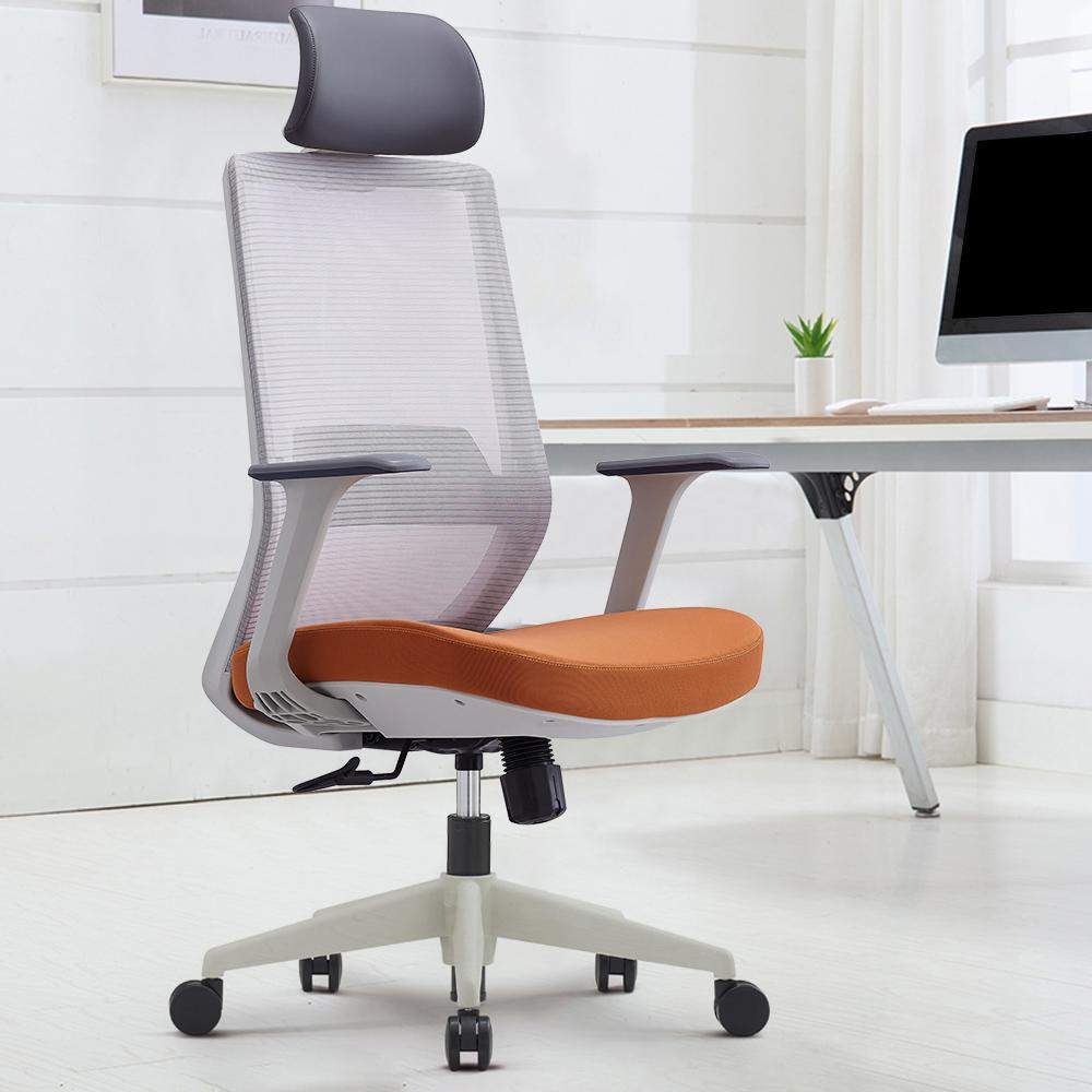 Minimalist Gray Breathable Office Chair Upholstered Adjustable Height-Furniture,Office Chairs,Office Furniture