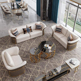 Modern Faux Leather Living Room Sofa Set in Brown & White Set of 3-Richsoul-Furniture,Living Room Furniture,Living Room Sets