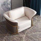 Modern Faux Leather Living Room Sofa Set in Brown & White Set of 3-Richsoul-Furniture,Living Room Furniture,Living Room Sets