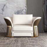 Modern Faux Leather Living Room Sofa Set in Brown & White Set of 3-Richsoul-Furniture,Living Room Furniture,Living Room Sets