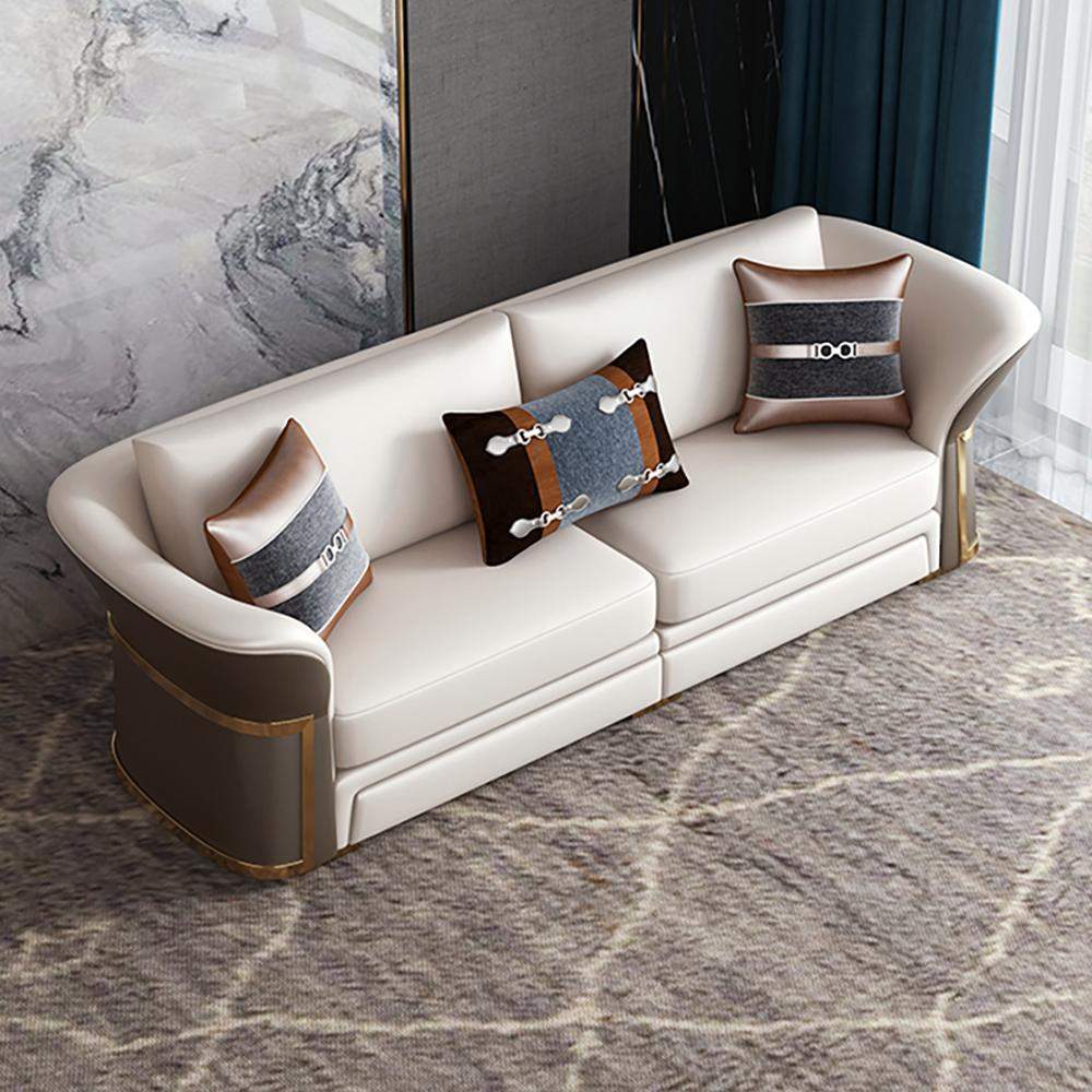 Modern Faux Leather Living Room Sofa Set in Brown & White Set of 3-Richsoul-Furniture,Living Room Furniture,Living Room Sets