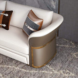 Modern Faux Leather Living Room Sofa Set in Brown & White Set of 3-Richsoul-Furniture,Living Room Furniture,Living Room Sets