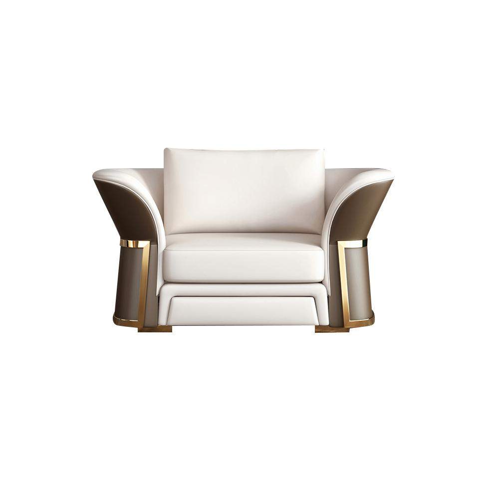 Modern Faux Leather Living Room Sofa Set in Brown & White Set of 3-Richsoul-Furniture,Living Room Furniture,Living Room Sets