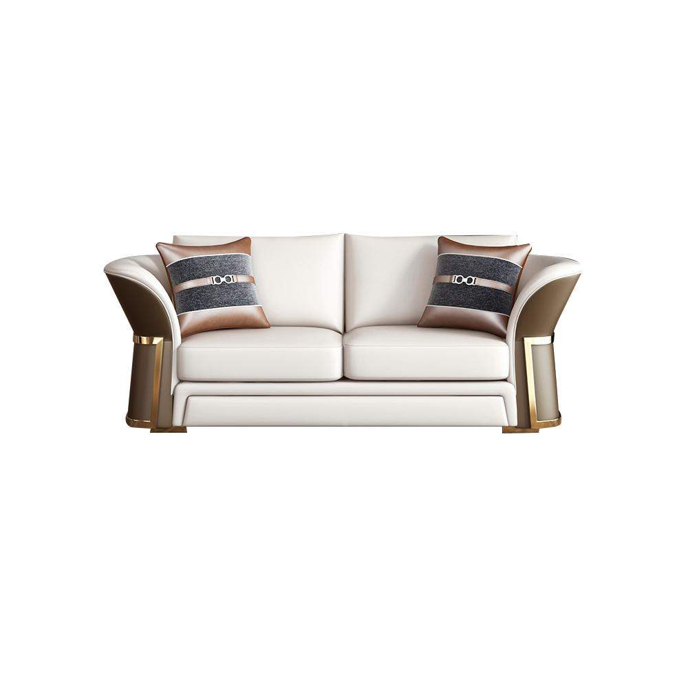 Modern Faux Leather Living Room Sofa Set in Brown & White Set of 3-Richsoul-Furniture,Living Room Furniture,Living Room Sets