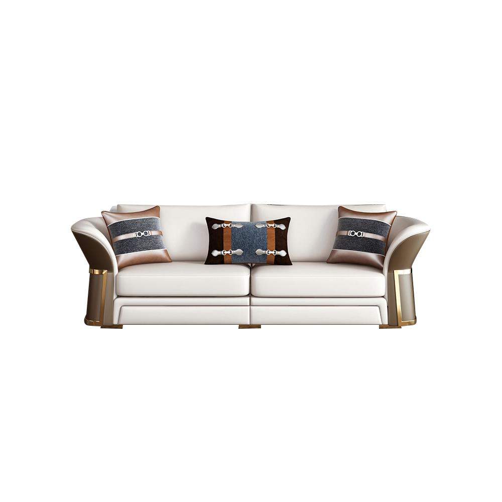 Modern Faux Leather Living Room Sofa Set in Brown & White Set of 3-Richsoul-Furniture,Living Room Furniture,Living Room Sets