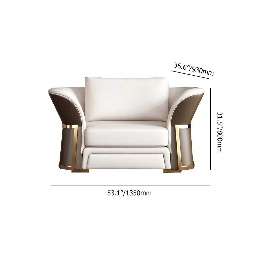Modern Faux Leather Living Room Sofa Set in Brown & White Set of 3-Richsoul-Furniture,Living Room Furniture,Living Room Sets