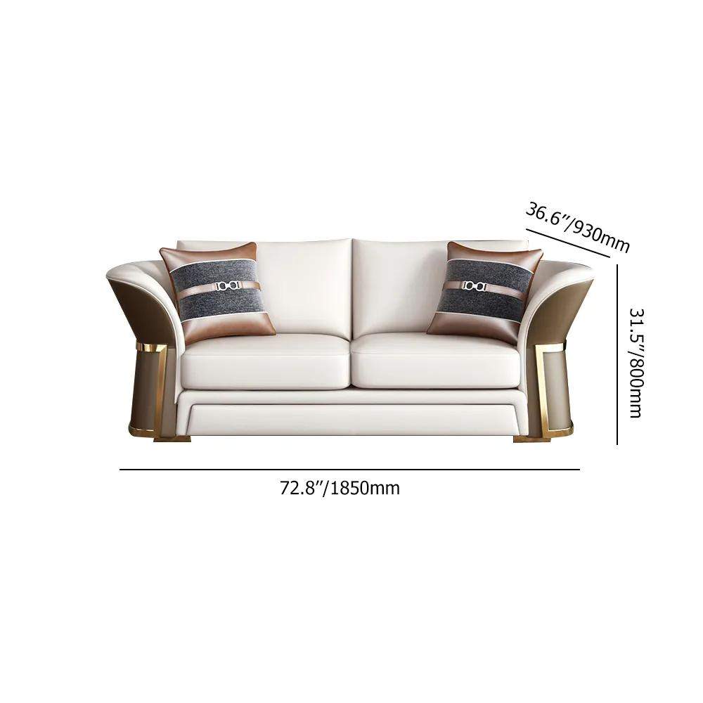 Modern Faux Leather Living Room Sofa Set in Brown & White Set of 3-Richsoul-Furniture,Living Room Furniture,Living Room Sets
