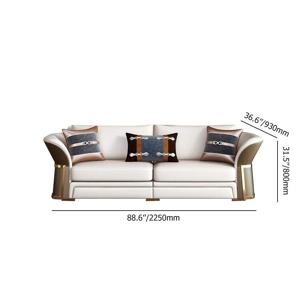 Modern Faux Leather Living Room Sofa Set in Brown & White Set of 3-Richsoul-Furniture,Living Room Furniture,Living Room Sets