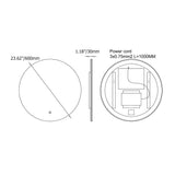 24" Frameless Round LED Bathroom Wall Mirror Acrylic Anti-Fog