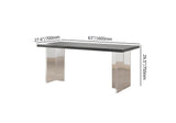 Modern 63" Acrylic Dining Table Rectangle Black Wood Tabletop Floating Trestle Leg