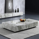 Gray Stone Top Coffee Table and TV Stand Set of 2 with Carbon Steel Base-Furniture,Living Room Furniture,Living Room Sets