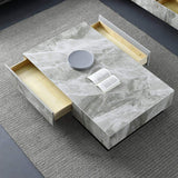 Gray Stone Top Coffee Table and TV Stand Set of 2 with Carbon Steel Base-Furniture,Living Room Furniture,Living Room Sets