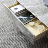 Gray Stone Top Coffee Table and TV Stand Set of 2 with Carbon Steel Base-Furniture,Living Room Furniture,Living Room Sets